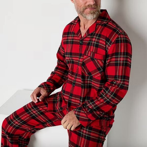 St. John's Bay Mens Flannel Long Sleeve 2-pc. Pajama Sets, Sz XXL 925405 - Picture 3 of 4